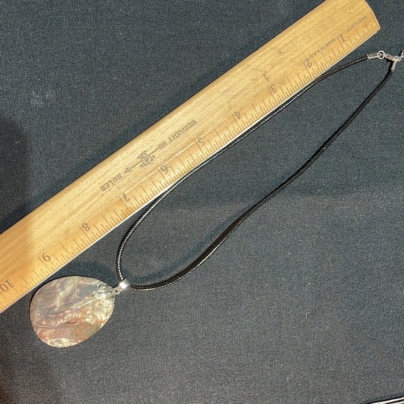 Petrified Wood Stone Pendant on Leather Cord - Picture 7 of 7